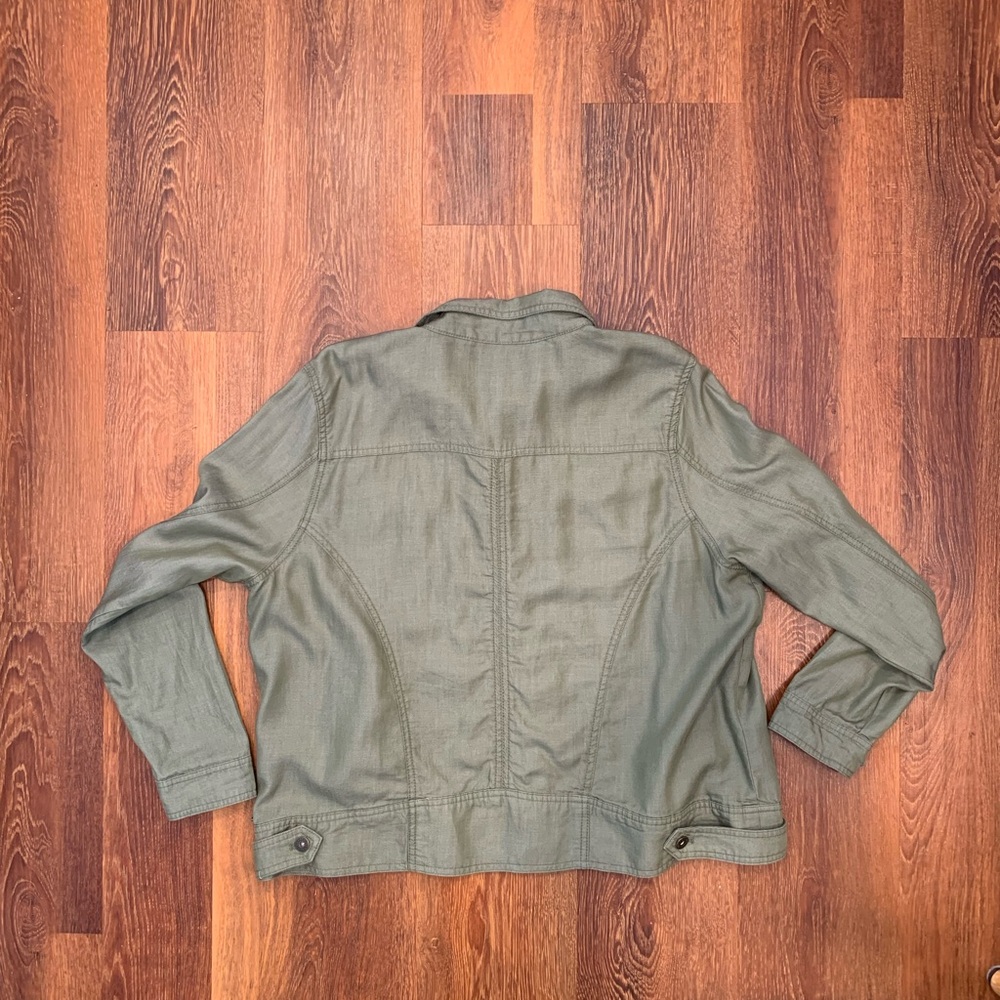 Tahari Jacket Womens XXL Olive Green Lightweight Spring Fall Neutral Layering - Picture 2 of 12